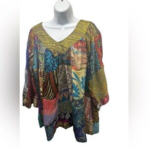NWT.  Silk Blouse by Sacred Threads.  ONESIZE.   222294.  LG/CL/GR01.